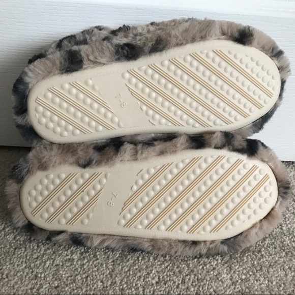 NWT George Faux Faur Leopard Slippers - Picture 5 of 5